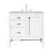 Addison 36" Single Vanity, Glossy White w/ 3 CM Victorian Silver Silestone Top