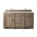 Bristol 60" Double Vanity, Whitewashed Walnut w/ 3 CM White Zeus Silestone Top