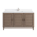 Portland 60" Single Vanity Whitewashed Walnut w/ Single Hole 3 CM White Zeus Silestone Top & Backsplash