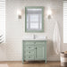 James Martin Brittany 36" Single Bathroom Vanity in Sage Green, shown in a bathroom setting