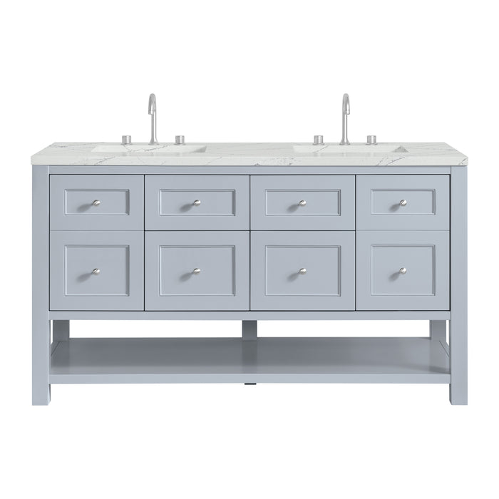 Breckenridge 60" Double Vanity, Smokey Celadon, w/ 3 CM Charcoal Soapstone Quartz Top