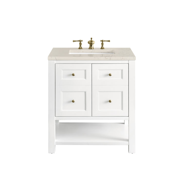 Breckenridge 30" Single Vanity, Bright White, w/ 3 CM Siberian Silestone Top