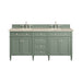 Brittany 72" Double Vanity, Smokey Celadon w/ Single Hole 3 CM White Zeus Top & Backsplash