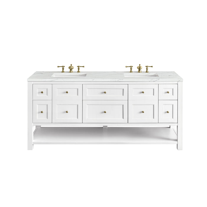 Breckenridge 72" Double Vanity, Bright White w/ 3 CM Ethereal Noctis Top