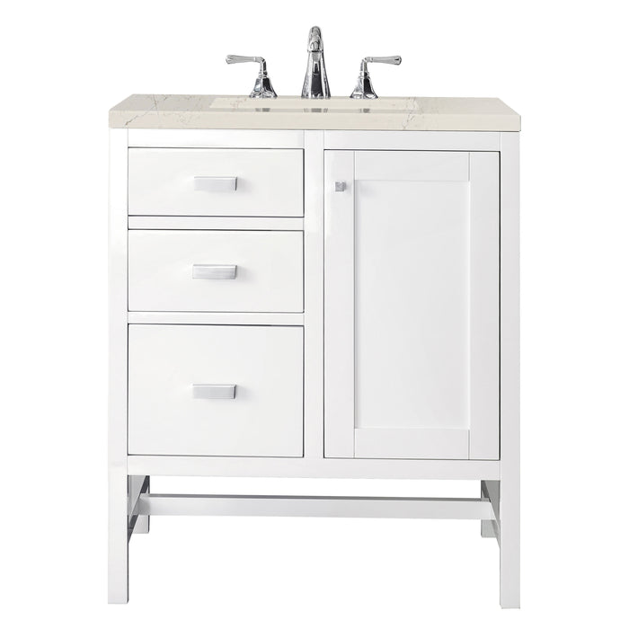 Addison 30" Single Vanity, Glossy White, w/ 3 CM Siberian Silestone Top