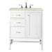 Addison 30" Single Vanity, Glossy White, w/ 3 CM Siberian Silestone Top
