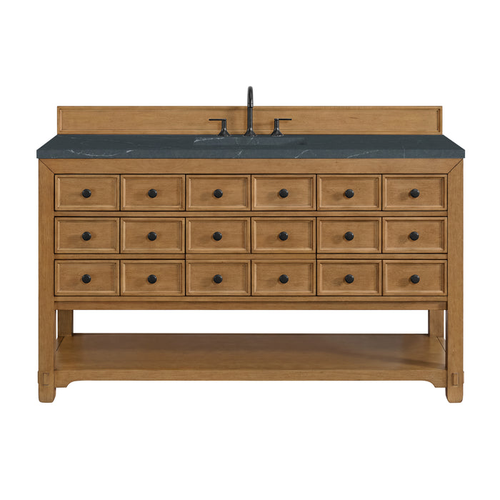 Malibu 60" Single Vanity, Amber Birch w/ 3 CM Charcoal Soapstone Top