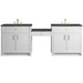 Bellshire 96" Dual Vanity Set with 24" Make-Up Counter, Bright White w/3 cm Parisien Bleu Silestone Top