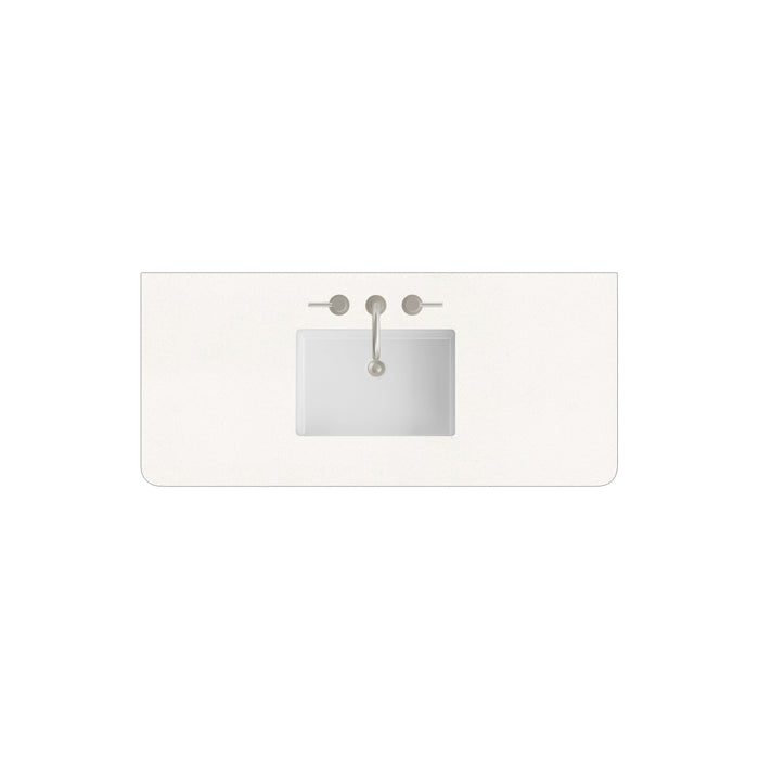 48" Single Radius Cut Widespread, 3 CM White Zeus Silestone w/ Sink