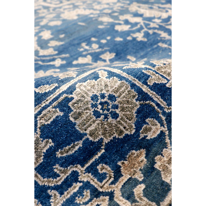 Pasargad Home Transitional Collection Hand Knotted Bsilk & Wool Area Rug, 9' 0" X 11'10", Blue/Silver pdc-757 9x12