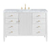 Myrrin 48" Single Vanity, Bright White w/ 3 CM Carrara White Marble Top
