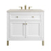 Chicago 36" Single Vanity, Glossy White, w/ 3 CM Siberian Silestone Top