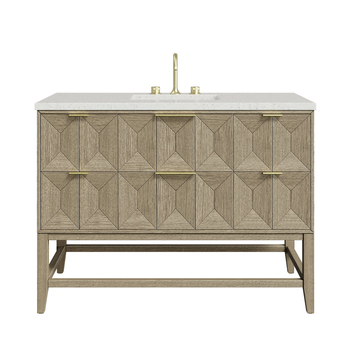 Emmeline 48" Single Vanity, Pebble Oak w/ 3 CM Lime Delight Silestone Top