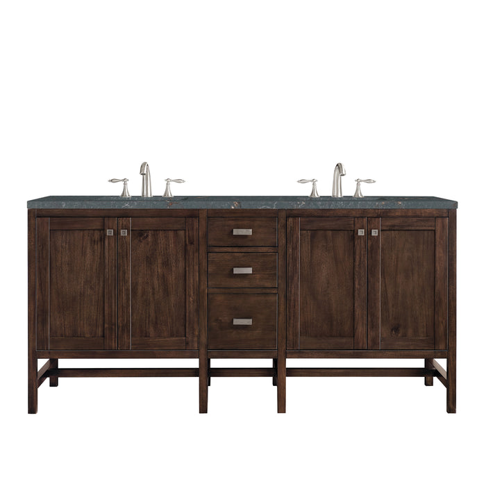 Addison 72" Double Vanity, Mid-Century Acacia w/ 3 CM Parisien Bleu Silestone Top