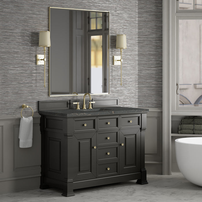 Brookfield 48" Single Vanity, Pecan, w/ 3 CM Tajnar Eclos Top w/FreePower Wireless Charger