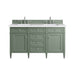 Brittany 60" Double Vanity, Smokey Celadon w/ 3 CM Eternal Jasmine Pearl Top