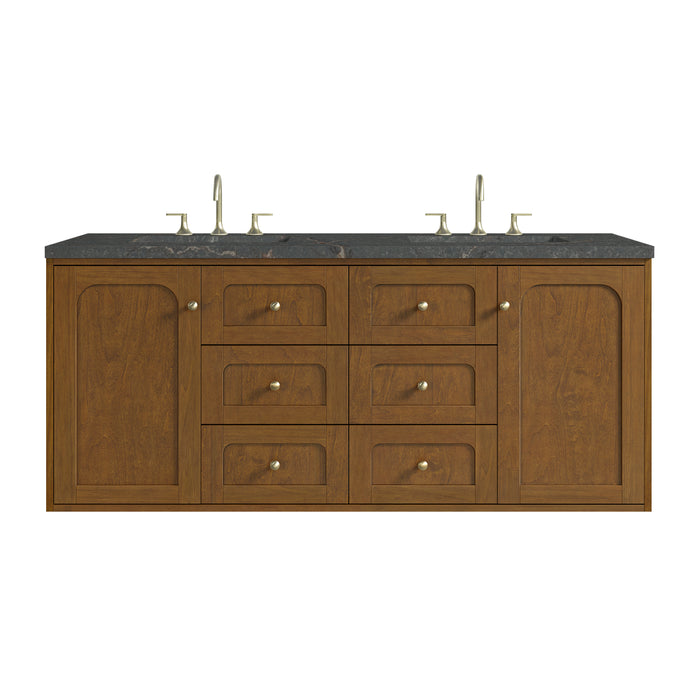 Laurent 60" Double Vanity, Light Natural Oak, w/ 3 CM Tajnar Eclos Top w/FreePower Wireless Charger