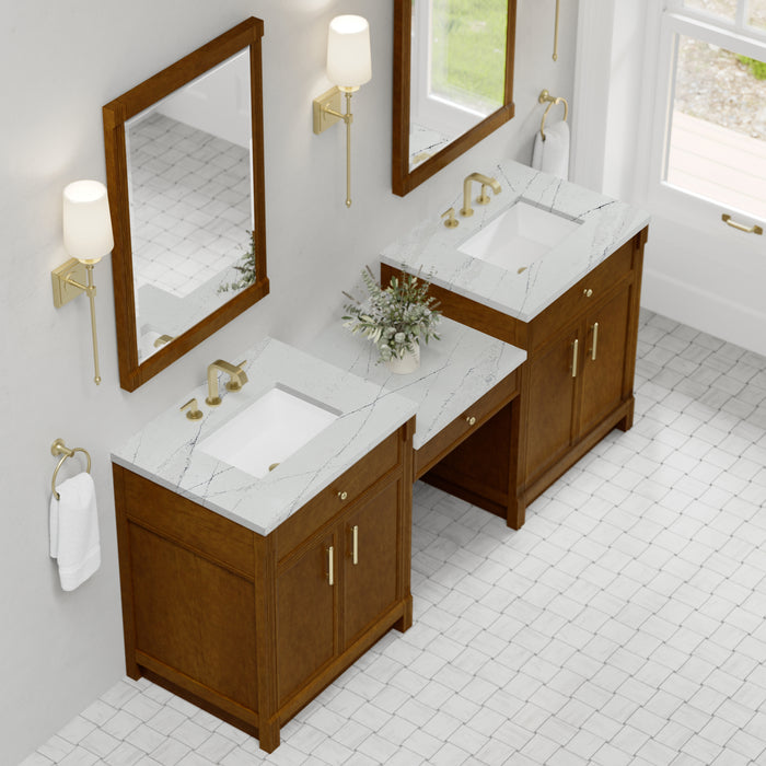 James Martin Vanities Bellshire 84" Dual Vanity Set with 24" Make-Up Counter