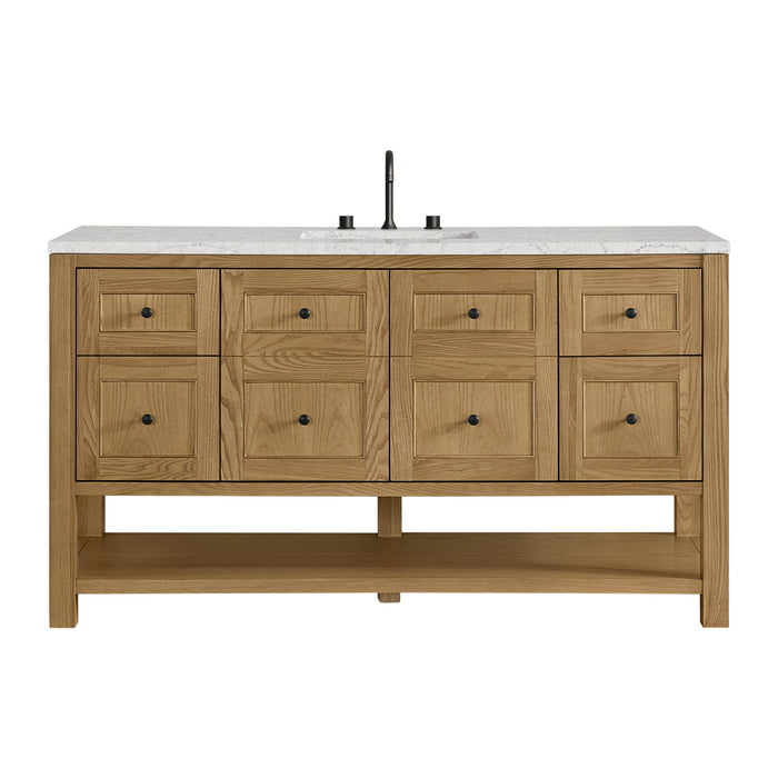 Breckenridge 60" Single Vanity, Bright White, w/ 3 CM Tajnar Eclos Top w/FreePower Wireless Charger