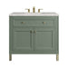 Chicago 36" Single Vanity, Smokey Celadon, w/ 3 CM Eternal Jasmine Pearl Silestone® Top