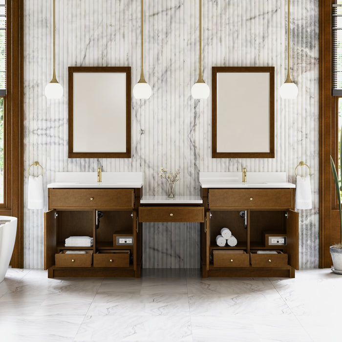 James Martin Vanities Bellshire 96" Dual Vanity Set with 24" Make-Up Counter