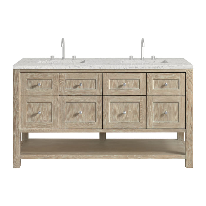 Breckenridge 60" Double Vanity, Serenity Blue, w/ 3 CM Carrara Marble Top