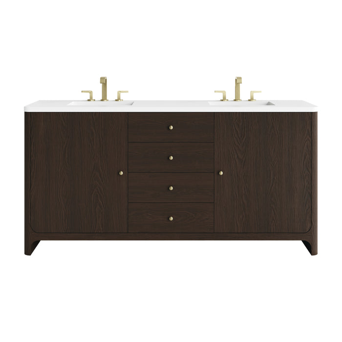 Gracyn 72" Double Vanity, Sable, w/ 3 CM Tajnar Eclos Top w/FreePower Wireless Charger