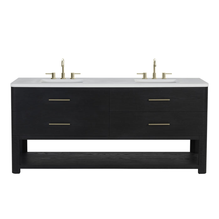 Lucian 72" Double Vanity, Carbon Oak, w/ 3 CM Tajnar Eclos Widespread Top