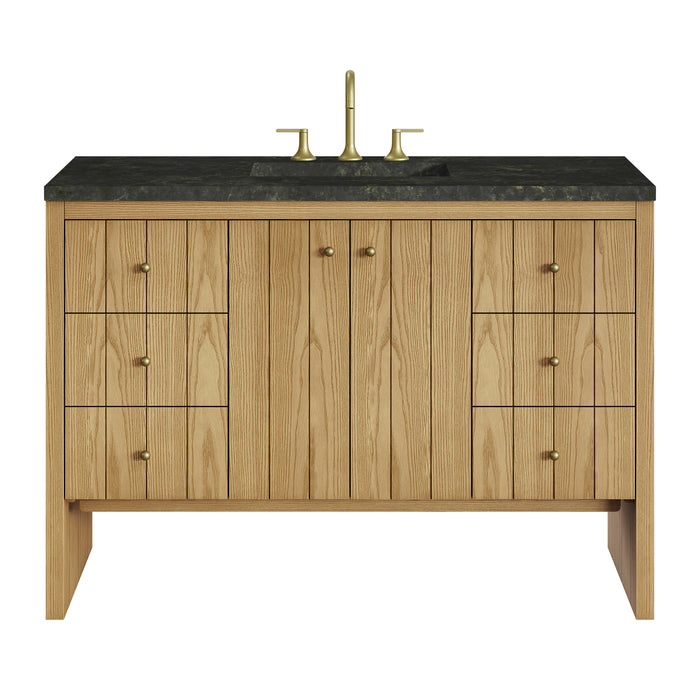 Hudson 48" Single Vanity, Light Natural Oak w/ 3 CM Carrara Marble Top
