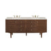 Amberly 72" Double Vanity, Mid-Century Walnut, w/ 3 CM Siberian Silestone Top