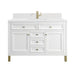 Chicago 48" Single Vanity, Glossy White, w/ Single Hole 3CM White Zeus Silestone® Top & Backsplash