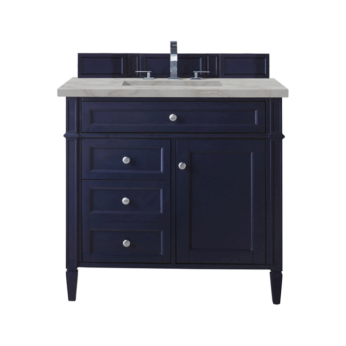 Brittany 36" Single Vanity, Victory Bleu w/ 3 CM Victorian Silver Silestone Top