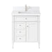 Brittany 30" Single Vanity, Bright White, w/ Single Hole 3 CM White Zeus Silestone Top & Backsplash