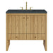Hudson 36" Single Vanity, Light Natural Oak w/ 3 CM Charcoal Soapstone Top