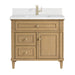 Lorelai 36" Single Vanity, Light Natural Oak w/ Single Hole 3 CM White Zeus Silestone Top & Backsplash