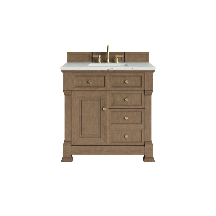 Brookfield 36" Single Vanity, Pecan w/ 3 CM Ethereal Noctis Silestone Top