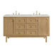Laurent 60" Double Vanity, Honey Oak w/ 3 CM Siberian Silestone Top w/FreePower Wireless Charger