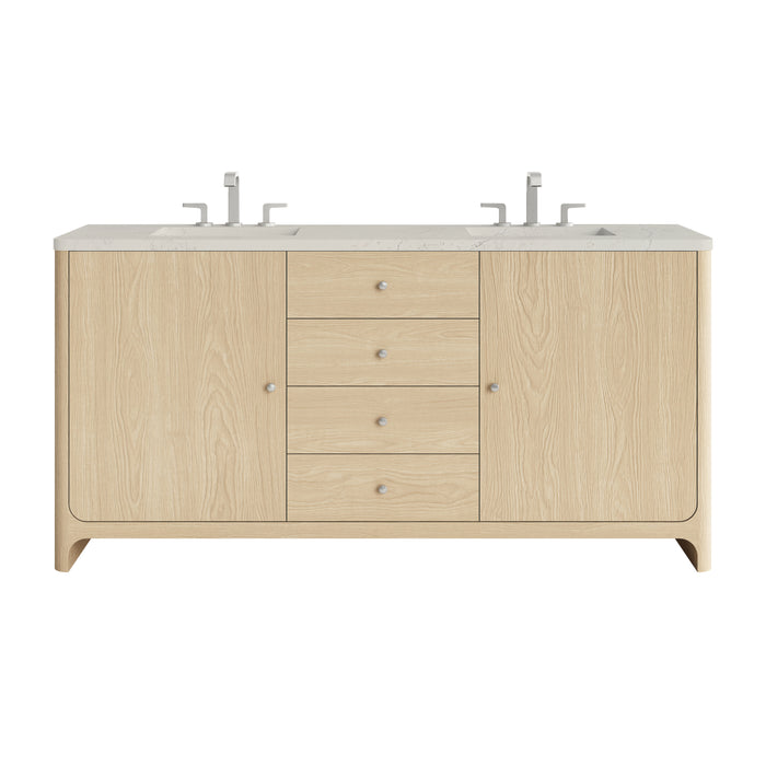 Gracyn 72" Double Vanity, Coastal Driftwood, w/ 3 CM Siberian Silestone Top w/FreePower Wireless Charger