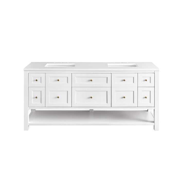 Breckenridge 72" Double Vanity, Whitewashed Oak w/ 3 CM White Zeus Silestone Top