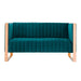 Manhattan Comfort Trillium 57.48 in. Aqua Blue and Gold Velvet 2-Seater Loveseat