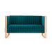 Manhattan Comfort Trillium 57.48 in. Aqua Blue and Gold Velvet 2-Seater Loveseat