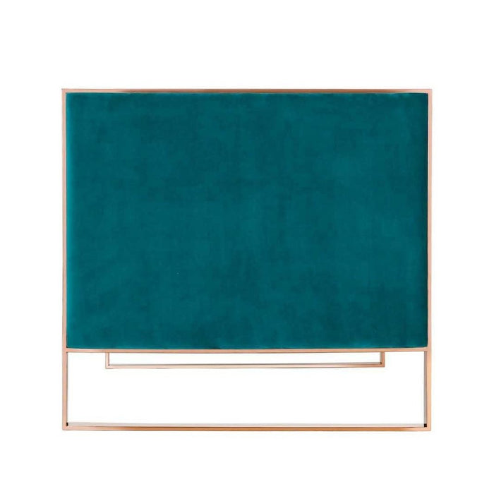 Manhattan Comfort Trillium 57.48 in. Aqua Blue and Gold Velvet 2-Seater Loveseat