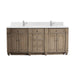Bristol 72" Double Vanity, Saddle Brown w/ 3 CM Parisien Bleu Silestone Top w/FreePower Wireless Charger