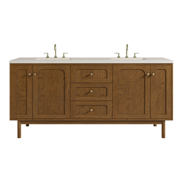 Laurent 72" Double Vanity, Honey Oak w/ 3 CM Siberian Silestone Top