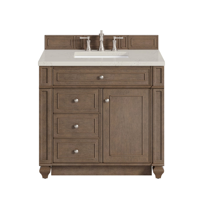 Bristol 36" Single Vanity, Whitewashed Walnut, w/ 3 CM Siberian Silestone Top
