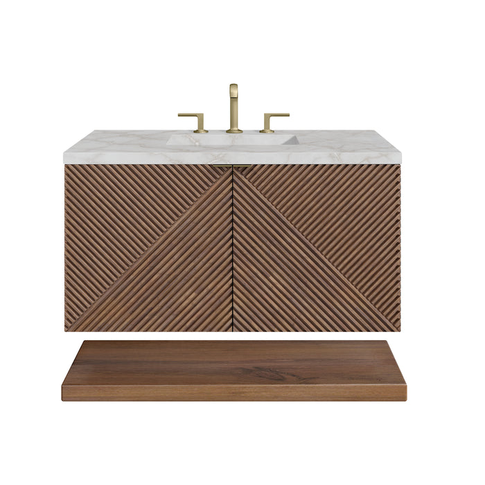 Marcello 36" Single Vanity, Chestnut w/ 3 CM Victorian Silver Top