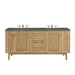 Laurent 72" Double Vanity, Light Natural Oak w/ Single Hole 3 CM White Zeus Top & Backsplash