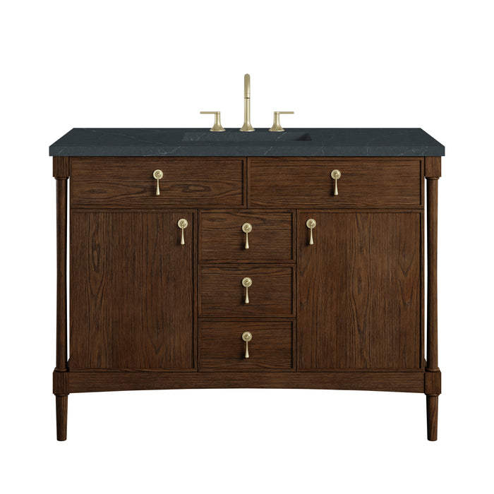 Kinnsden 48" Single Vanity, Sable Oak w/ 3 CM Charcoal Soapstone Silestone Top