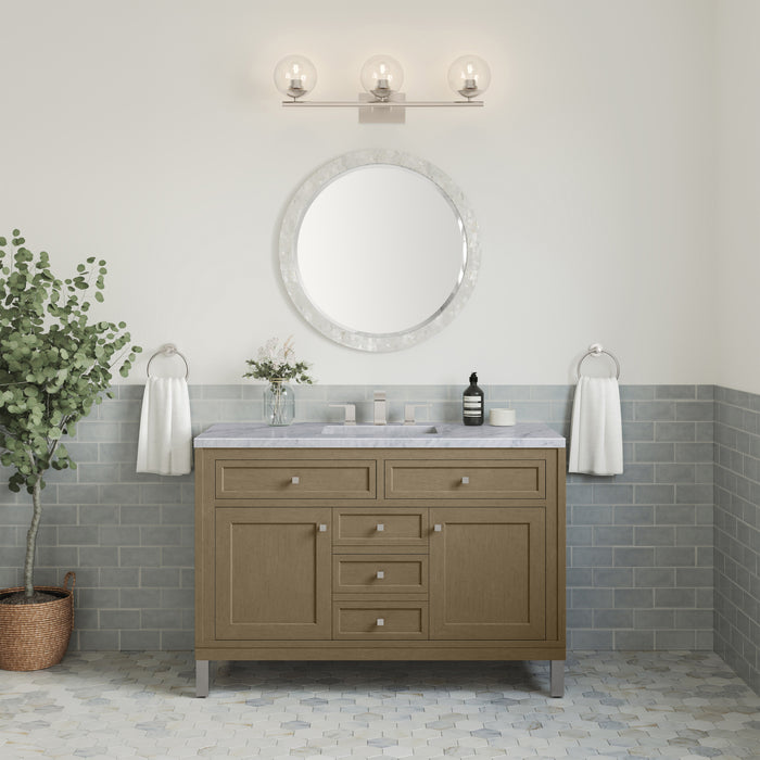James Martin Chicago 48" Single Bathroom Vanity in Walnut Whisper, shown in a bathroom setting