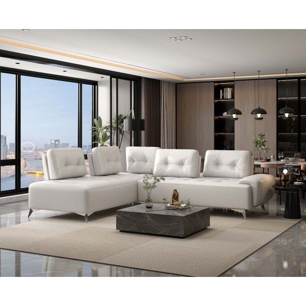 Acme Furniture Turano Sectional Sofa-Lf Chaise in Pearl White Leather LV00215-2